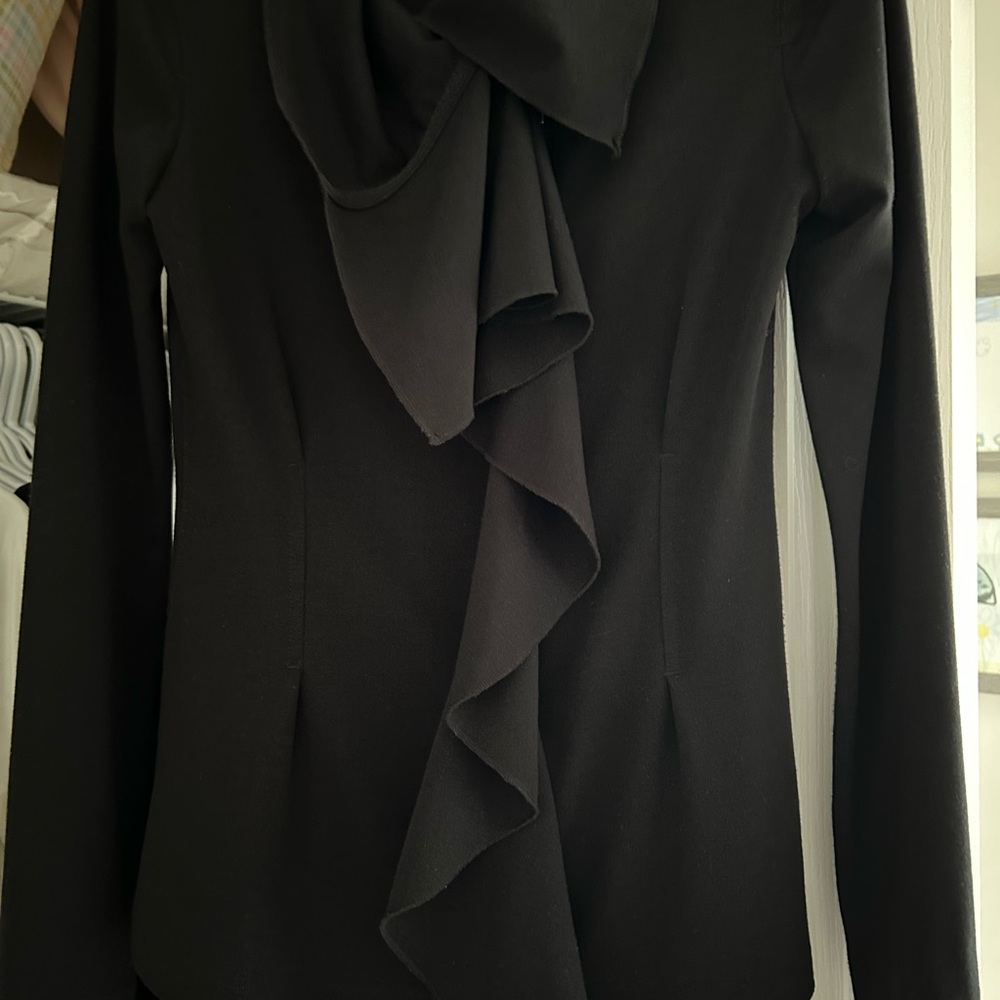 Chic Black Ruffle Blazer